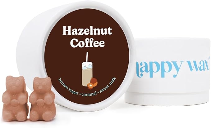 Happy Wax Hazelnut Coffee Scented Bear Wax Melts - Natural Strong Scented Coffee Wax Melts Infused w/Essential Oils - Non Toxic Wax Melt & Pet Safe Wax Melts - (4 oz Tin)