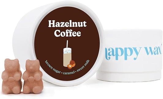 Happy Wax Hazelnut Coffee Scented Bear Wax Melts - Natural Strong Scented Coffee Wax Melts Infused w/Essential Oils - Non Toxic Wax Melt & Pet Safe Wax Melts - (4 oz Tin)