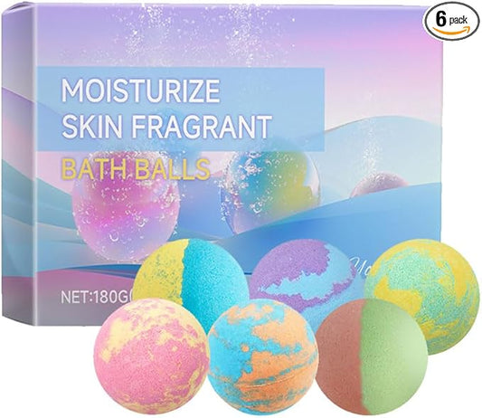 Bath Bombs Gift Set for Women,6 Scents Natural Relaxing Bath Balls for Her to Moisturize Skin,Relaxing Body,Soften Skin,Long-Lasting Fragrance and Rich Foam,Handmade Bubble Bathbombs (Blue)