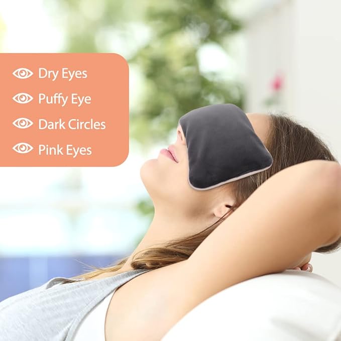 Lavender Weighted Eye Pillow for Yoga, Microwavable Moist Heat Eye Compress Mask Pillow with Washable Cover for Relaxation, Sleeping, Meditation, Yoga, Spa, Migraine Relief