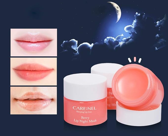 CARENEL Lip Sleeping Mask 5g (Berry 3Set) - Moisturizer for Dry Lips - Overnight Treatments Balm, Day and Night Repair Gloss, Scrubs Exfoliator
