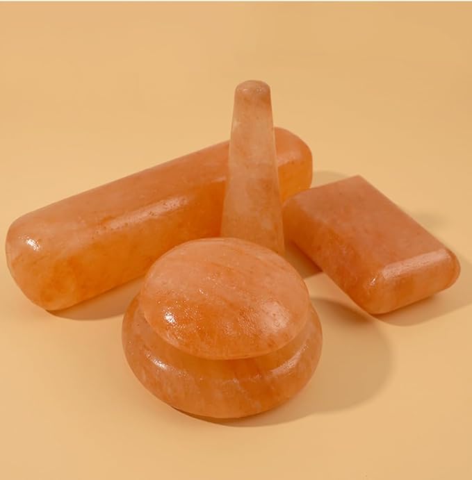 2 Pcs Himalayan Salt Hot Massage Stones Cold Stones Set Warm Rocks Kit for Facial SPA 3.14 * 3.14in