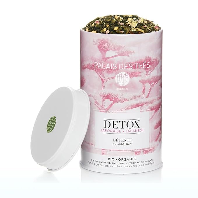 Palais des Thés - Organic Japanese Wellness Green Tea for Relaxation with Spirulina, Buckwheat, and Nashi Pear - Premium Loose Leaf, 4.2oz Tin