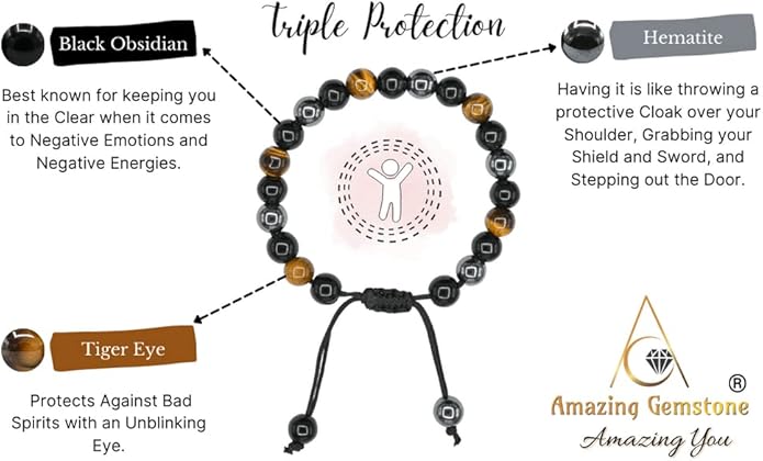 Natural Healing Crystal Bracelet for Women - Mens Bracelet Energy Balancing Gemstones Set - Adjustable Stone Bead Bracelet for Men and Women - Chakra Crystal Therapy Accessory, Meditation