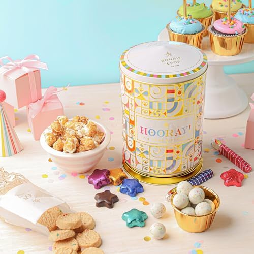 BONNIE AND POP - Birthday Gift Basket | Birthday Cookies, Sweets, Candy, Cake Flavors | Tin Spins, Plays Music Happy Birthday | Bonnie and Pop