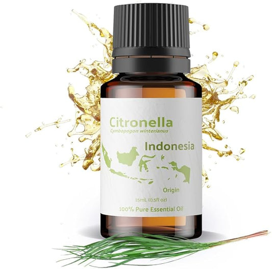 Citronella Essential Oil - Direct from Central Java, Indonesia - Pure Essential Oil for Diffusers and Aromatherapy | 100% Pure Therapeutic Grade (15ml)