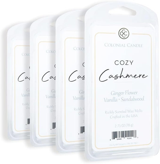 Colonial Candle Cozy Cashmere Scented Wax Melts, Wax Melt Warmer Cubes, Long Lasting Scented Wax Warmer Cubes, 4 Pack, 6 Cubes Each - Made in The USA