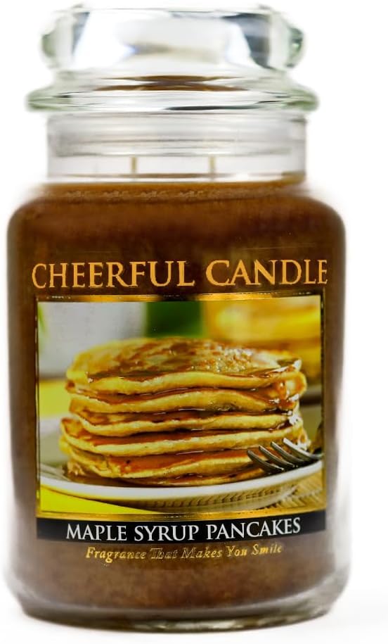 A Cheerful Giver - Maple Syrup Pancakes Scented Glass Jar Candle (24 oz) with Lid & True to Life Fragrance Made in USA