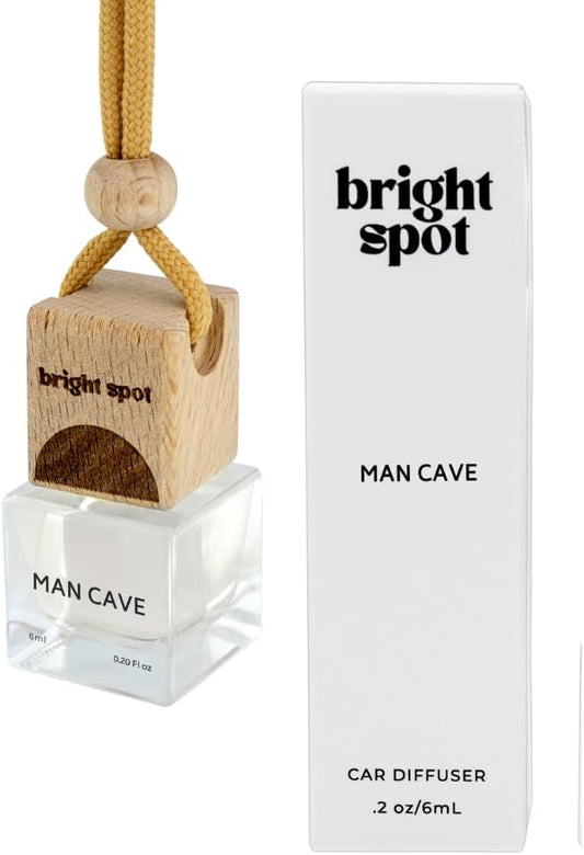 Bright Spot Man Cave Car Air Freshener - Premium Car Hanging Diffuser, Long-Lasting Fragrance up to 120 days for Auto & Home | Sophisiticated & Woody |Tobacco, Vanilla, Woods | Non-Toxic, Cruelty-Free