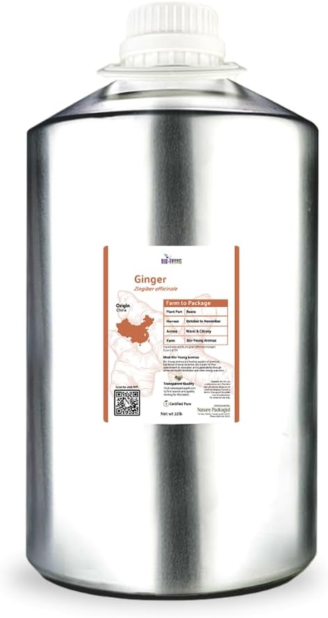 Ginger Essential Oil - Direct from Bio-Young Aromas - Pure Ginger Oil for Skin - Aceite de Jengibre - Aromatherapy 100% Therapeutic Premium Grade (22lbs)