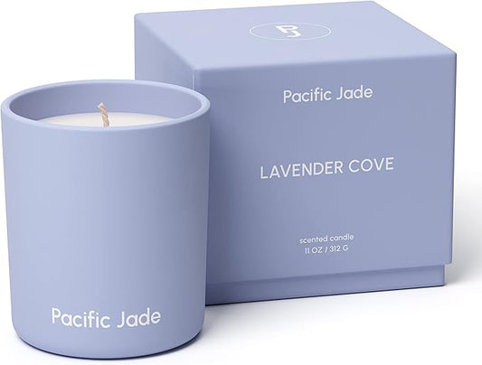 Hand Poured 100% Natural Soy Candle 11oz - Luxury Fragrance in Matte Glass for Home or Gift - Premium Cotton Wick for 60 Hours Burn Time - Woman-Founded Brand (Lavender Cove)