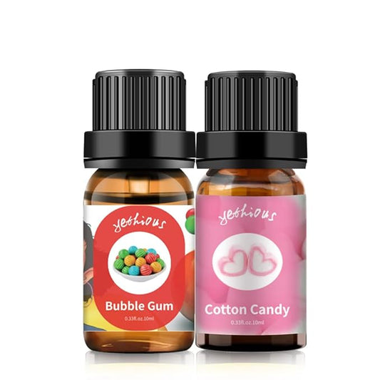 yethious Cotton Candy Bubble Gum Essential Oil Set, Cotton Candy Oil for Diffuser, Aromatherapy, Candle Soap Making - 2 Pack 0.33 Fl Oz Cotton Candy & Bubble Gum Oil
