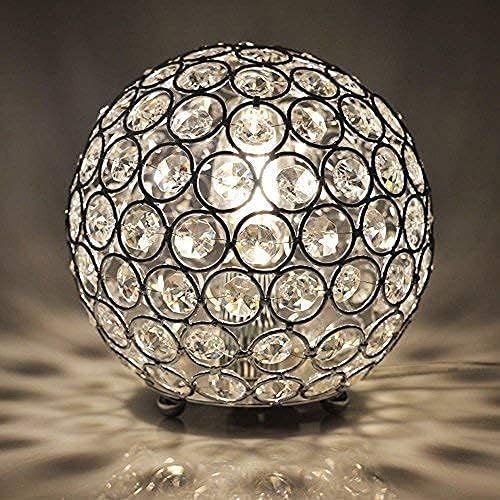 Crystal Table Lamp,Decorative Bedside Crystal Lamp,Nightstand lamp, Bedroom lamp for bedstand,Bedroom,Living Room,Guest Room,Silver