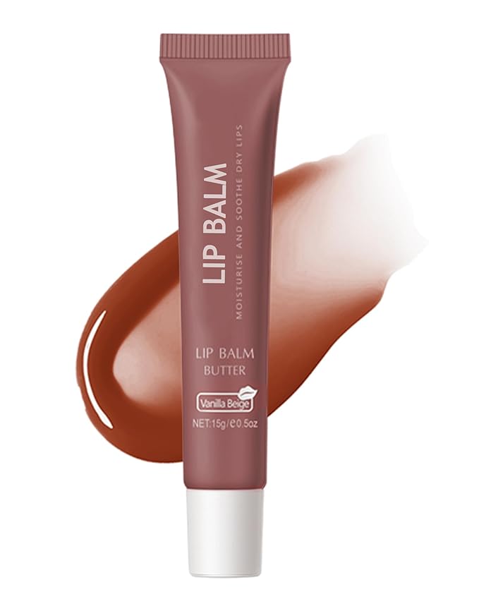 Lip Balm Butter Vanilla Beige,Hydrating Tinted Butter Lip Gloss,Sheer Lipgloss Lip Care Moisturizer,Smooth Lip Treatment,Jelly Yummy Glow Reviver Fat Lip Oil,Thanksgiving Makeup Gift for Women-02