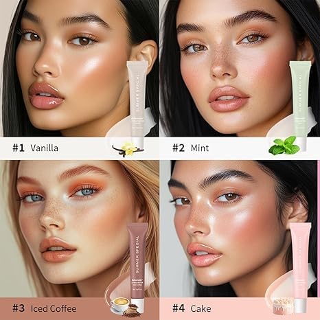 4 PCS Summer Lip Butter Balm Glossy Butter Balm Set,Instant Moisture and Hydration Lip Gloss,Long-lasting Hydrating Non-Sticky Lip Balm,Soften Dry Lips and Lip Care