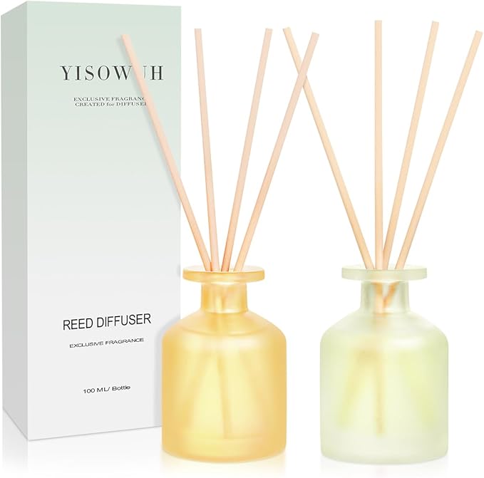 Reed Diffuser - BlackBerry Pineapple & Jasmine Green Tea 3.38oz (100ml) 2 Packs Essential Oil Reed Diffuser Set with 16 Sticks, Long Lasting Fragrance for Home, Bathroom, Bedroom, Room, Decor