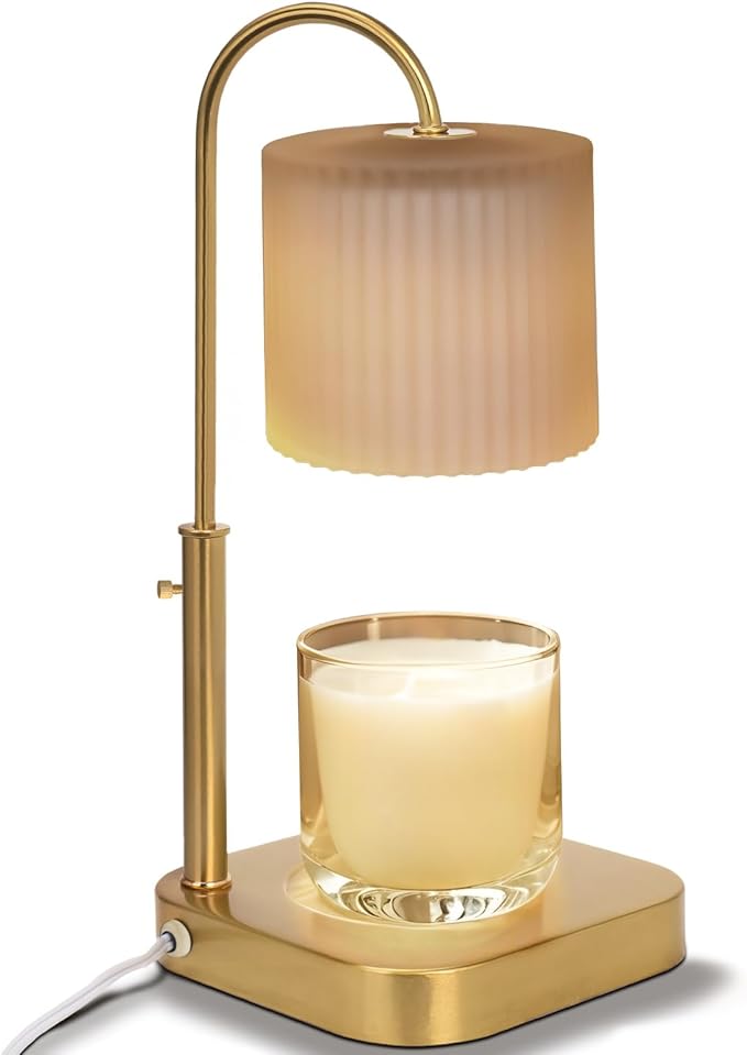 Gold Candle Warmer Lamp with Timer,Mothers Day Gifts for Mom,House Warming Gifts New Home Decor,20 Gears Rotary Dimming with 2 Bulbs
