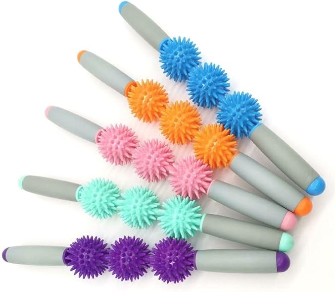 Fascia Muscle Roller Stick Hedgehog Massage Roller Yoga Stick Hand-held Body Massage Tool for Cellulite and Muscle Soreness,Physical Therapy &Recovery,Reduce Leg Cramps (Orange)