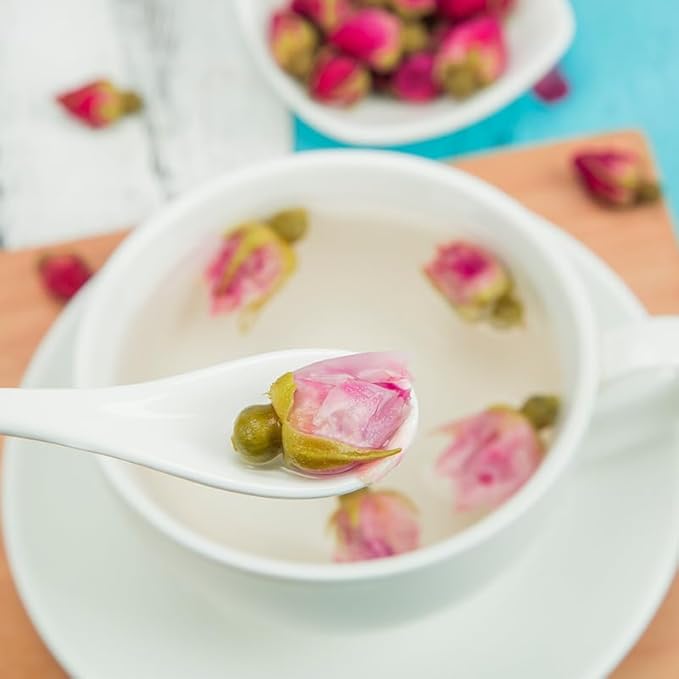 100% Natural Pure Rose Bud Tea - Loose Leaf Herbal in Recyclable Pet Jar - Culinary Grade Flower Based Tea for Drinking & DIY Gifts (2 Packs of 50g)