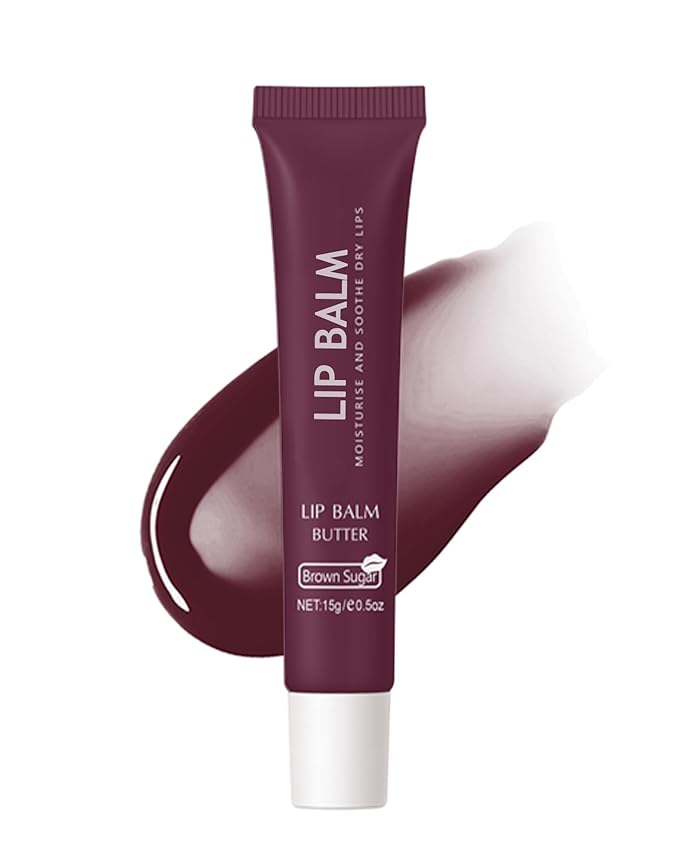 Lip Balm Butter Brown Sugar, Hydrating Tinted Butter Lip Gloss,Clear Lip Mask Lip Care Moisturizer,Smooth Lip Treatment,Non-Sticky Jelly Glow Reviver Lip Oil,Thanksgiving Makeup Gift for Women-03