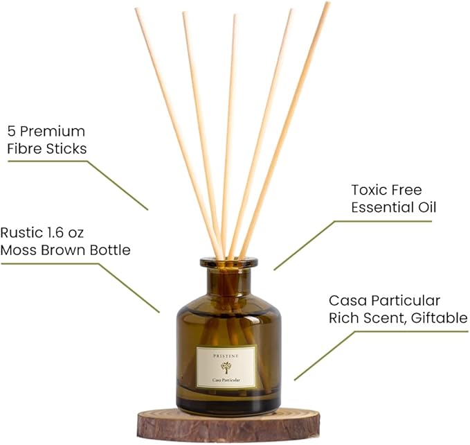 PRISTINE Casa Particular/Inspired by Wyndham Reed Diffuser for Home | Rich Blend of Tobacco Leaves, Sweetness of Guava Reed Diffuser Set, Oil & Reed Diffuser Sticks | Home & Office Decor