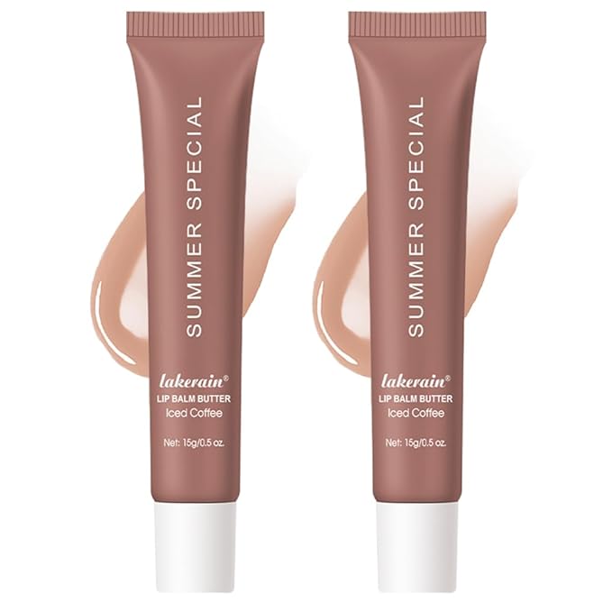 Lip Balm, Lip Butter Balm for Hydration Shine, Mini Neutrals Lip Care Prouct, Moisturizing Tinted Butter Lip Balm Gloss Hydrating Lip Oil for Women (2PCS)