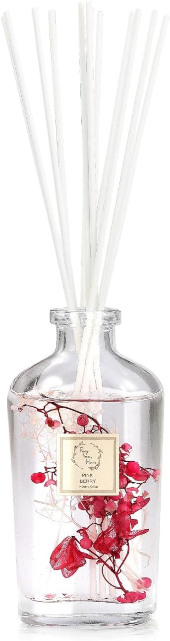 Reed Diffuser Set, Pretty Valley Home Diffuser 140Ml / 4.73 fl OZ Gift Box - Includes Reed Diffuser Sticks, Long Lasting Fragrance Oil and Glass Bottle for Office Living Room Decor (Pink Berry)