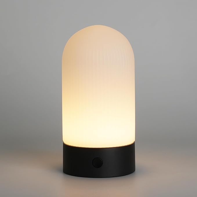 Battery Operated Shower Lamp Waterproof, Small Portable Cordless Table Lamp Rechargeable, Touch Dimmable Mood Light for Home/Patio/Dining/Outdoor (Black)