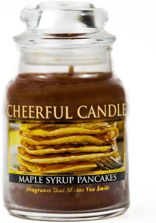 A Cheerful Giver - Maple Syrup Pancakes Scented Glass Jar Candle (6 oz) with Lid & True to Life Fragrance Made in USA