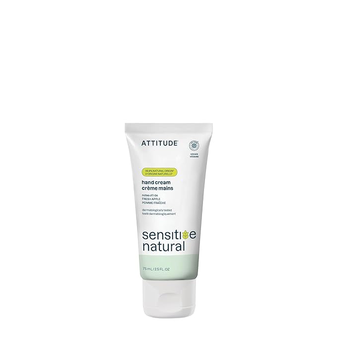 ATTITUDE Hand Cream for Sensitive Skin with Oat, EWG Verified, Dermatologically Tested, Vegan, Fresh Apple Scent, 2.5 Fl Oz