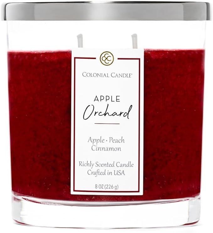 Colonial Candle Apple Orchard Scented Candle Jar, Highly Fragranced Candles for Home Scented, Mottled Wax Candle, 2 Wick, 8 oz - Made in The USA