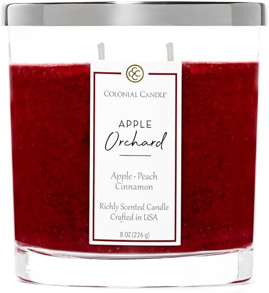 Colonial Candle Apple Orchard Scented Candle Jar, Highly Fragranced Candles for Home Scented, Mottled Wax Candle, 2 Wick, 8 oz - Made in The USA