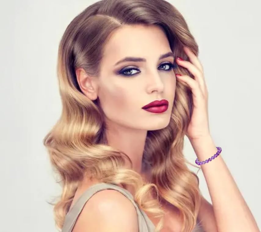 AD Beads Handmade Gemstone Stretch Elastic Bracelet Crystal Healing Reiki Nature's Beauty and Spiritual Essence Unisex (6mm, Purple Amethyst)