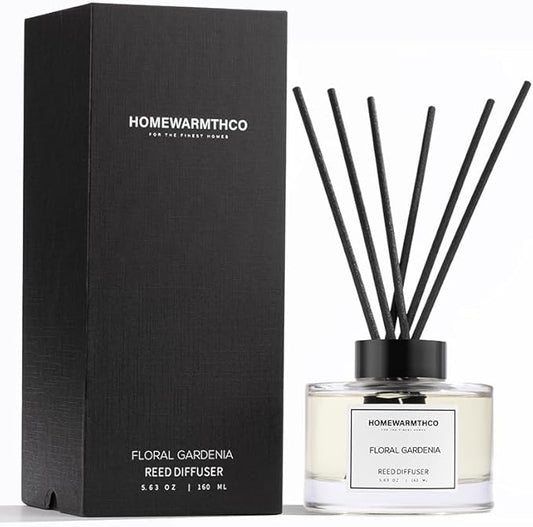 Floral Gardenia Reed Diffuser Set - Luxury Fragrance Reed Diffusers for Home, Office & Bathroom Décor - Long-Lasting Scent with Non-Toxic Oils (5.63 oz)