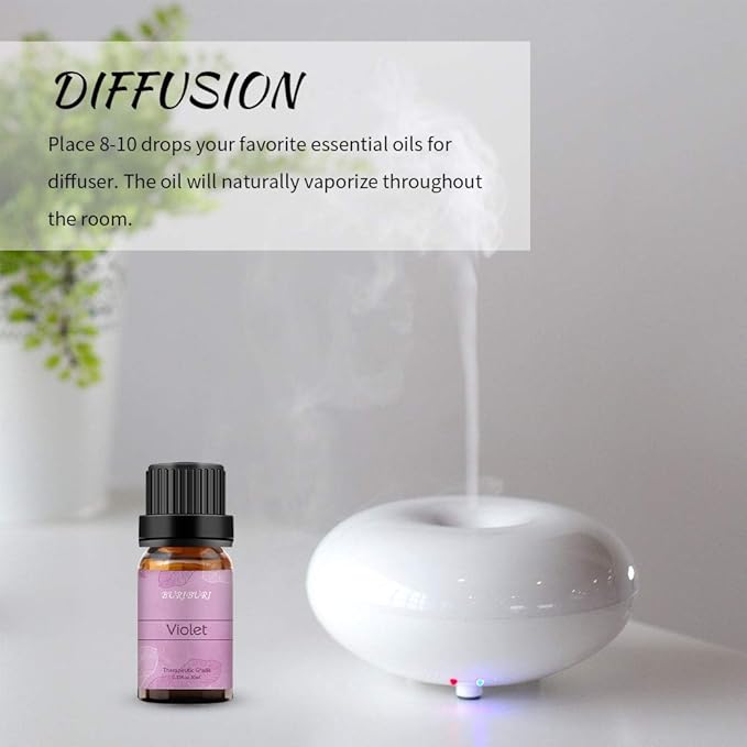 BURIBURI Violet Essential Oil 10ml, 100% Pure, Undiluted, Natural Violet Fragrance Oil for Diffuser, Soap Candle Making