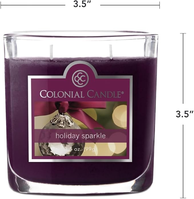 Colonial Candle Holiday Sparkle Scented Jar Candle, 2 Wick, 3.5 oz, Mottled Wax Candle