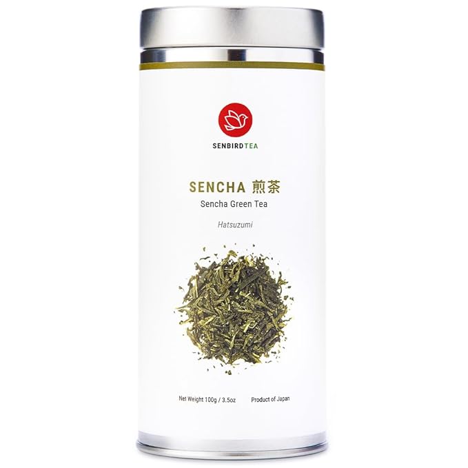 Senbird Premium Sencha - Japanese Green Tea - From Shizuoka, Japan - Loose Leaf Tea In Airtight Tea Tin (3.5oz/100g)