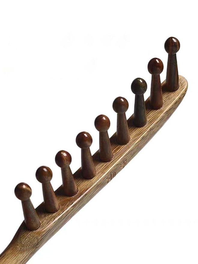 Green Sandalwood Nine Teeth Meridian Massage Comb for Hair Growth, Scalp Massage, Facial Care and Body Relaxation, Unique Gift for Women and Men, Size 7.9x1.8 inches, Color Green, HAIR COMB