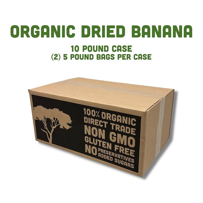 Mavuno Harvest Dried Banana Chips Fruit Snacks | Organic Dried Banana | Healthy Snacks for Kids & Adults | Unsweetened Banana Chips | Gluten Free Snack | Vegan, Non GMO, Direct Trade | Bulk 10 Pounds