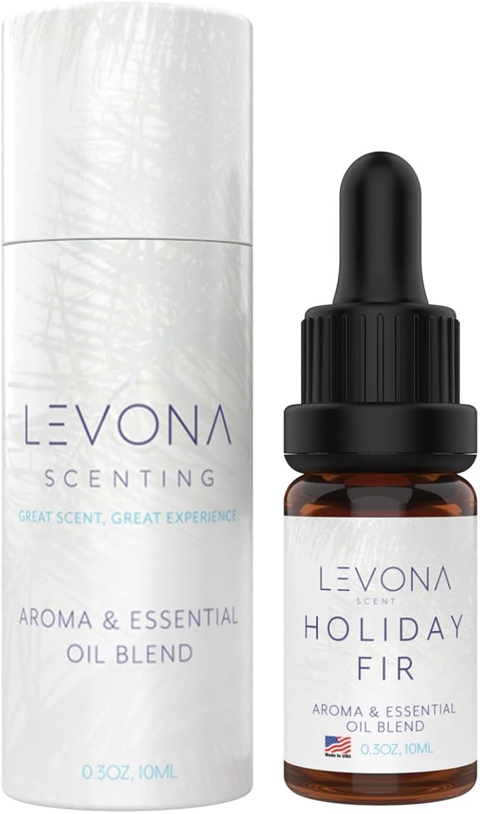 Levona Scent Christmas Essential Oils for Diffuser: Holiday Fir Essential Oil for Diffusers for Home - Essential Oils with Notes of Sandalwood & Amber Oil - Winter Fir and Balsam Fragrance - 10Ml