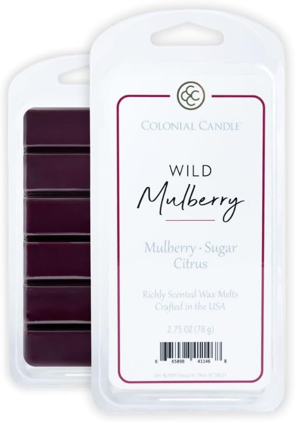 Colonial Candle Wild Mulberry Wax Melts, Wax Melt Warmer Cubes, Long Lasting Scented Wax Warmer Cubes, 4 Pack, 6 Cubes Each - Made in The USA