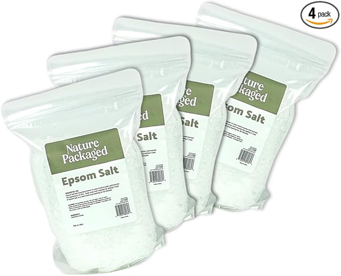 Epsom Salt (48oz) - Direct from The Shore of The Dead Sea - Organic Salt as Body Scrubs, Bath Salt, and Foot Bath Soak 4 Packs