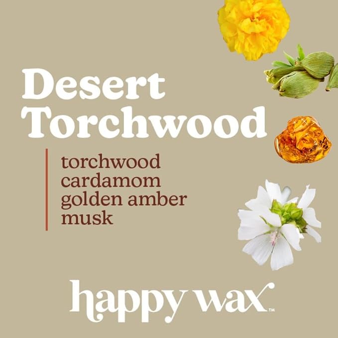 Happy Wax Desert Torchwood Scented Bear Wax Melts - Natural Strong Scented Woodsy Wax Melts Infused w/Essential Oils - Non Toxic Wax Melt & Pet Safe Wax Melts - (8 oz Pouch)