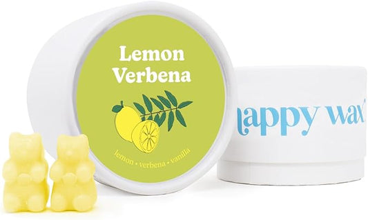 Happy Wax Lemon Verbena Scented Bear Wax Melts - Natural Strong Scented Fresh Wax Melts Infused w/Essential Oils - Non Toxic Wax Melt & Pet Safe Wax Melts - (8 oz Pouch)