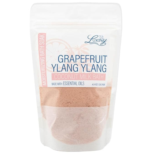 Luxiny Vegan Milk Bath Soak Made with Moisturizing Coconut Milk Powder & Sweet Almond Oil for a Bath Bomb Dust Soothing Fizz & Relaxing Soak, 8 oz. (Grapefruit Yang Yang)