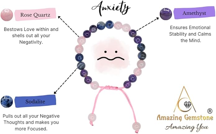 Natural Healing Crystal Bracelet for Women - Mens Bracelet Energy Balancing Gemstones Set - Adjustable Stone Bead Bracelet for Men and Women - Chakra Crystal Therapy Accessory, Meditation