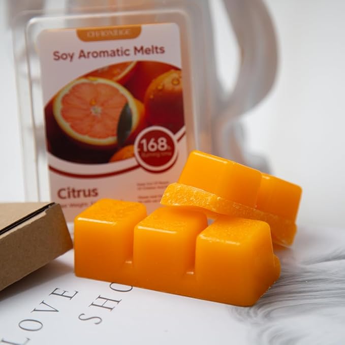 10-Pack Aromatherapy Wax Melts, Two Scent Combo | Wax Warmer & 8 Tealights Included | 90g (3.17 oz) per Pack | Eco-Friendly Soy Wax, 8 Scents (Citrus & Blueberry)