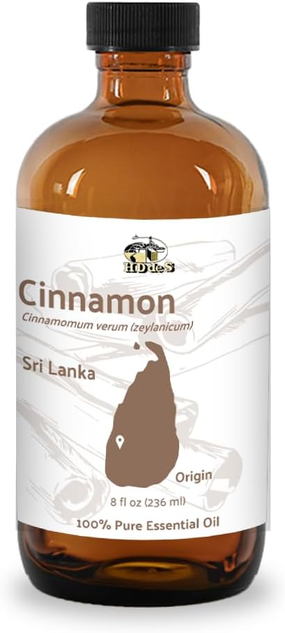 Cinnamon Essential Oil - Direct from Sri Lankan Essential Oils - 100% Pure - Natural Aceite de Canela for Aromatherapy & Wellness - Premium Grade (8oz)