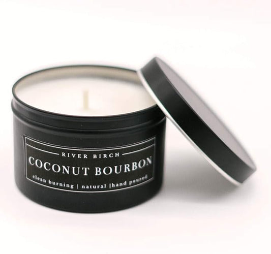 Coconut Bourbon Scented Candle | Incense Scented Candles for Men & Women | All-Natural Non-Toxic Soy Candles, Scented Candles | Tin Travel Candle | Relaxing Aromatherapy Matte Black 8 oz