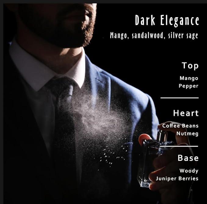 Dark Elegance Fragrance Oil, MitFlor 30ml Scented Essential Oil for Diffuser, Premium Fragrance Oil for Candle Soap Making, Men's Cologne Oil, Ideal for Making Perfume, Beard Oil and More